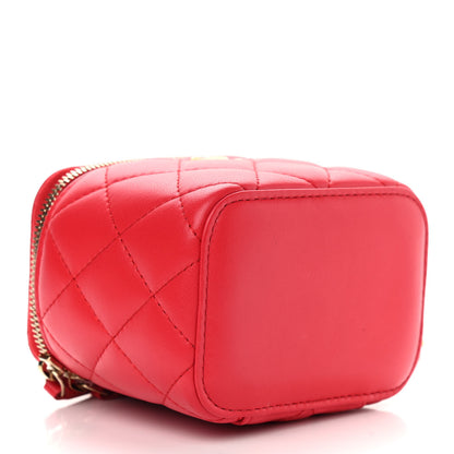 Chanel Lambskin Quilted Pearl Crush Mini Vanity Case With Chain Red 4 of 9