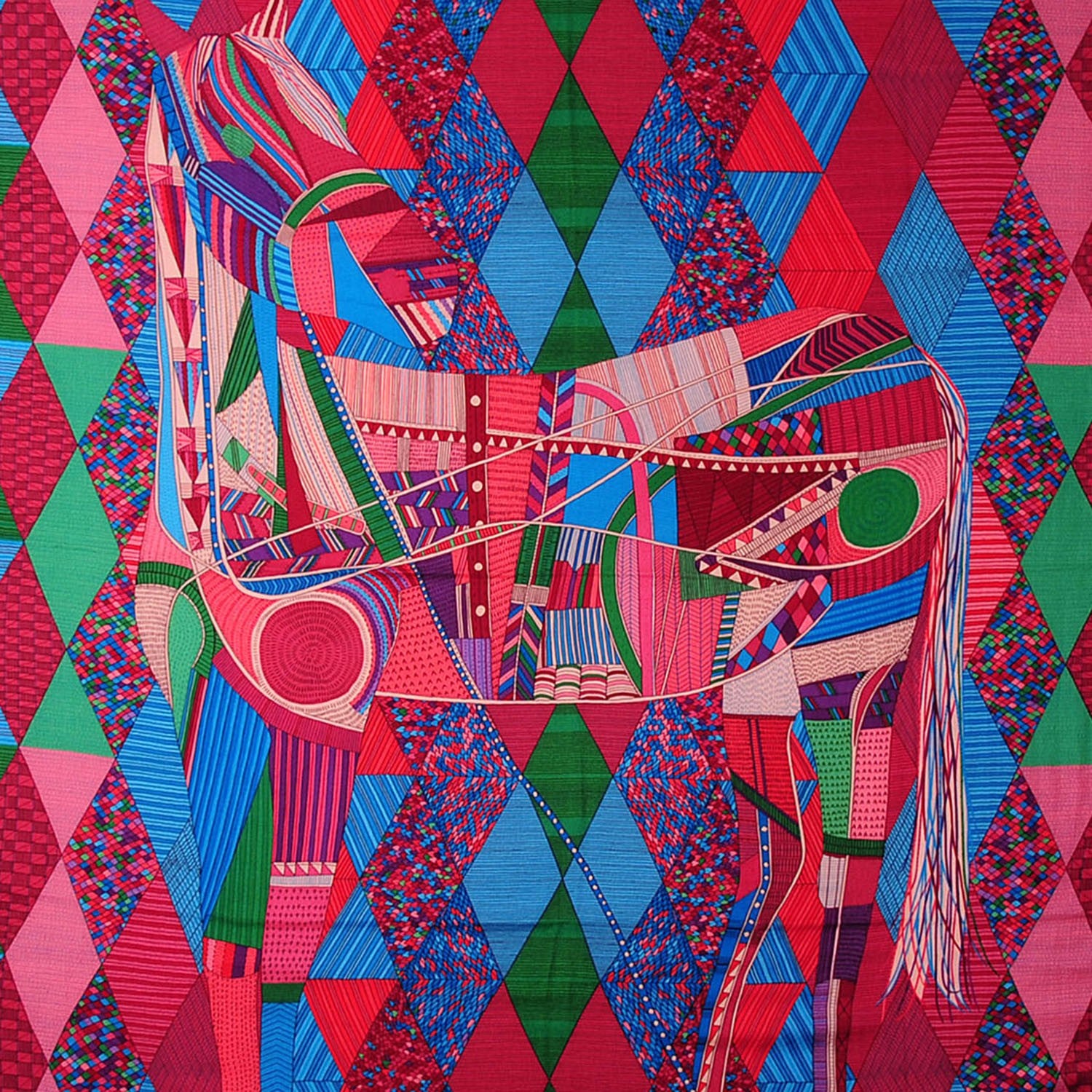 Hermes Cashmere Silk Patchwork Horse Shawl 140 1 of 5