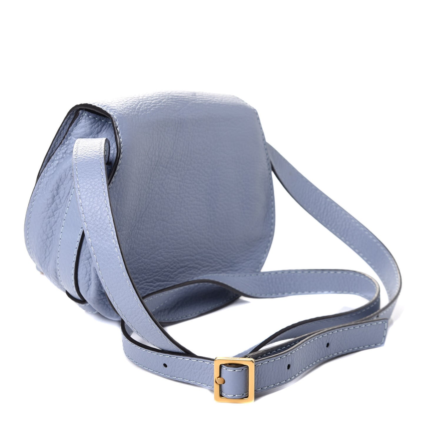 Calfskin Mini Marcie Round Crossbody Bag Washed Blue