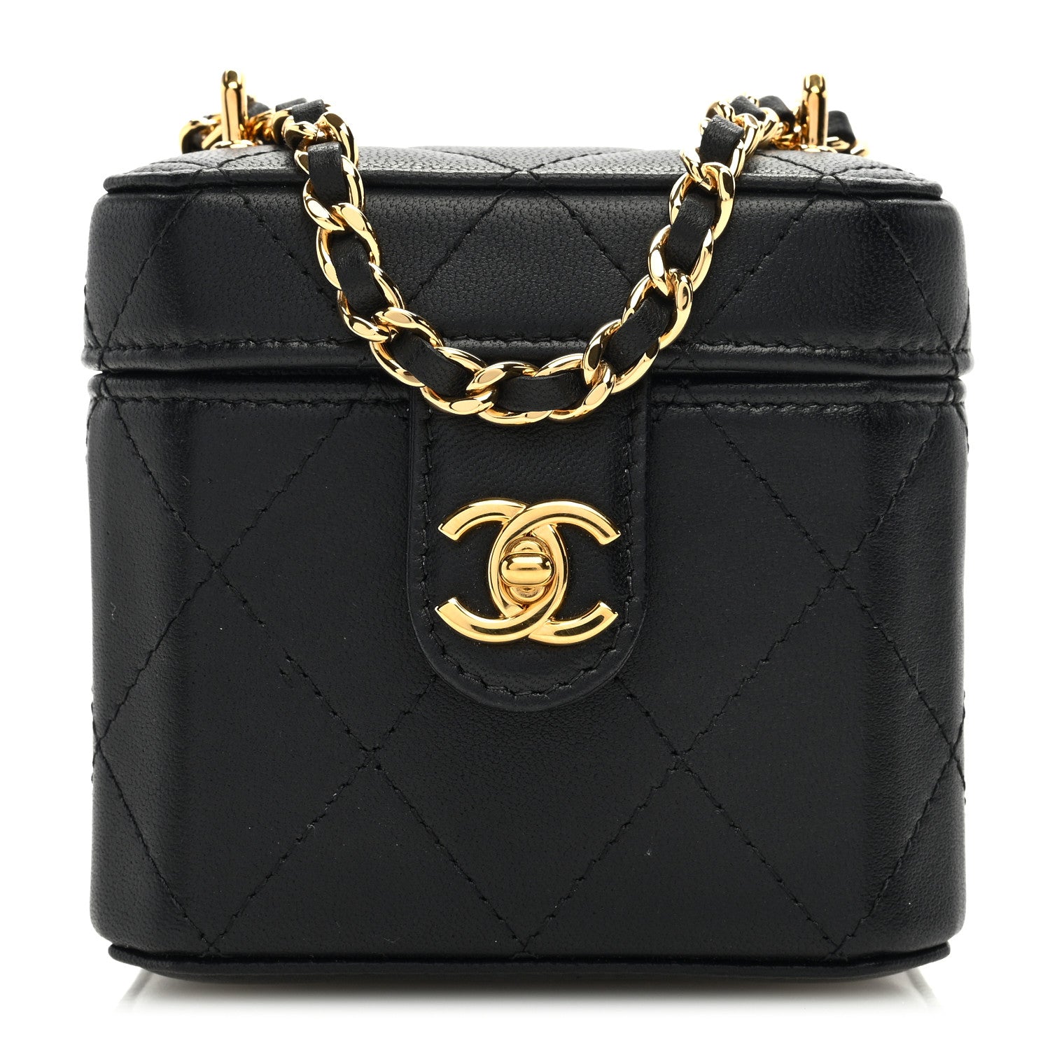 Chanel Lambskin Quilted Vanity Clutch With Chain Black 1 of 12