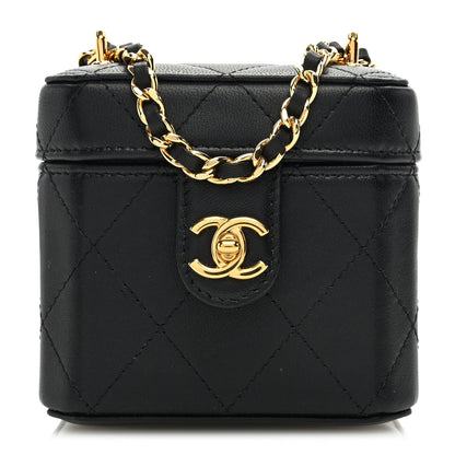 Chanel Lambskin Quilted Vanity Clutch With Chain Black 1 of 12