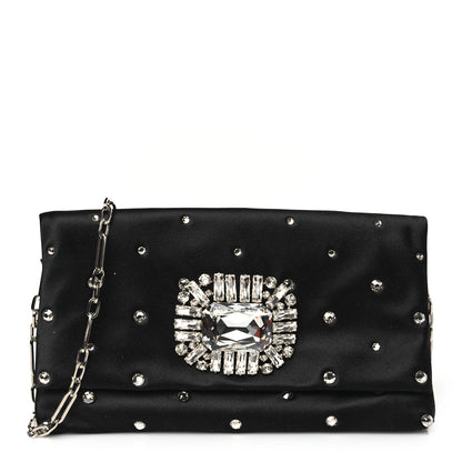 Jimmy Choo Satin Crystal Embellished Titania Clutch Black 1 of 9