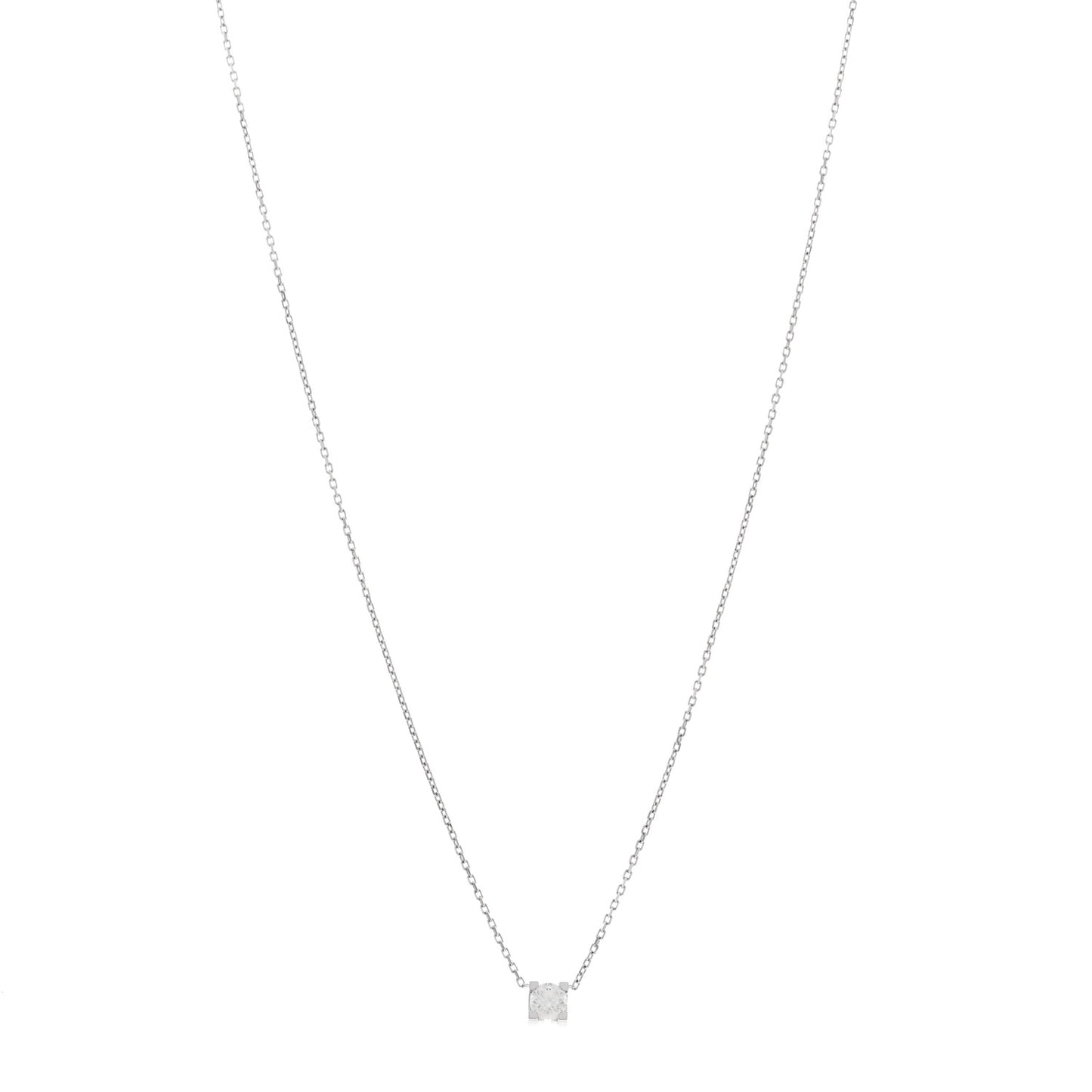 18K White Gold Diamond .31ct C De Cartier Pendant Necklace