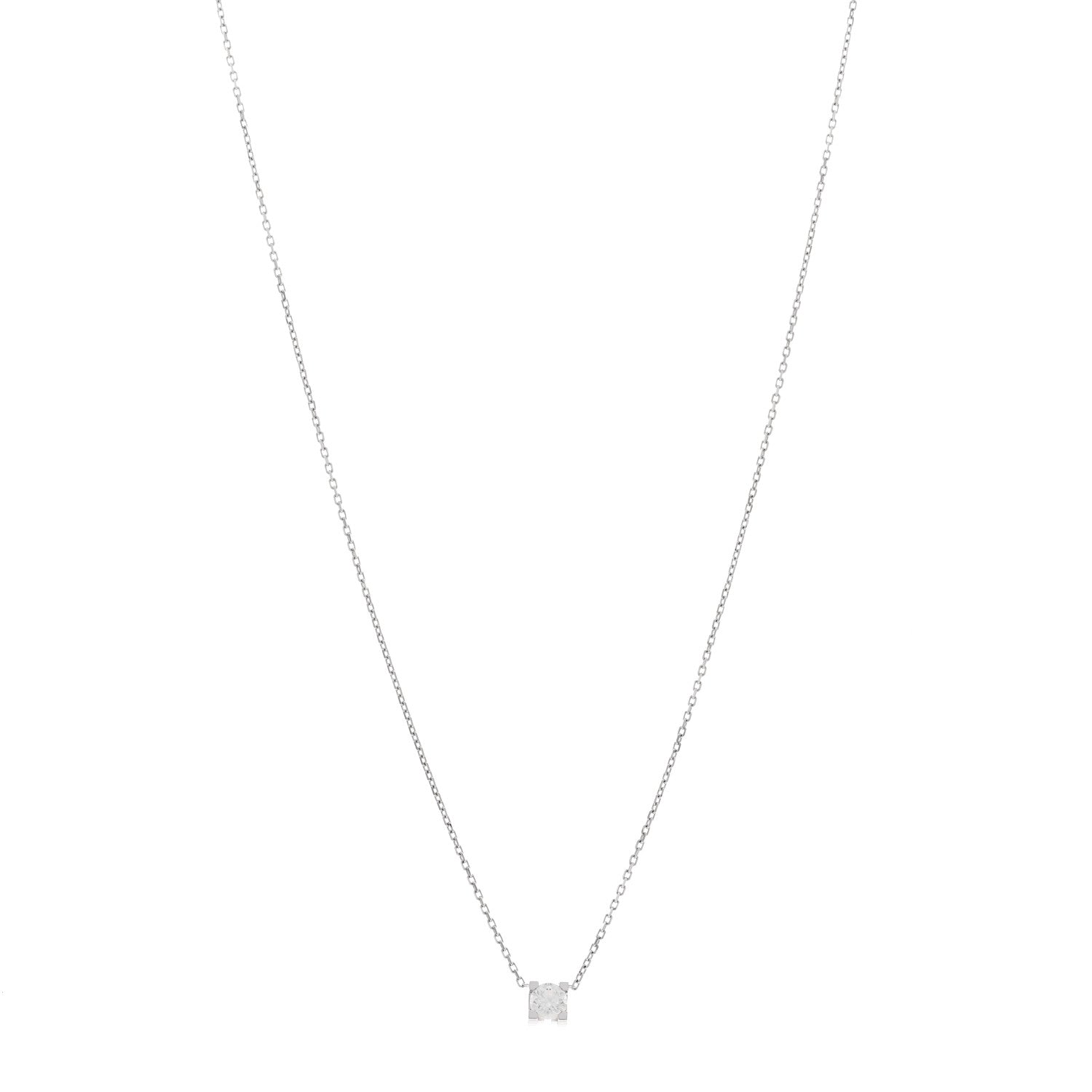 Cartier 18K White Gold Diamond .31ct C De Cartier Pendant Necklace 1 of 5