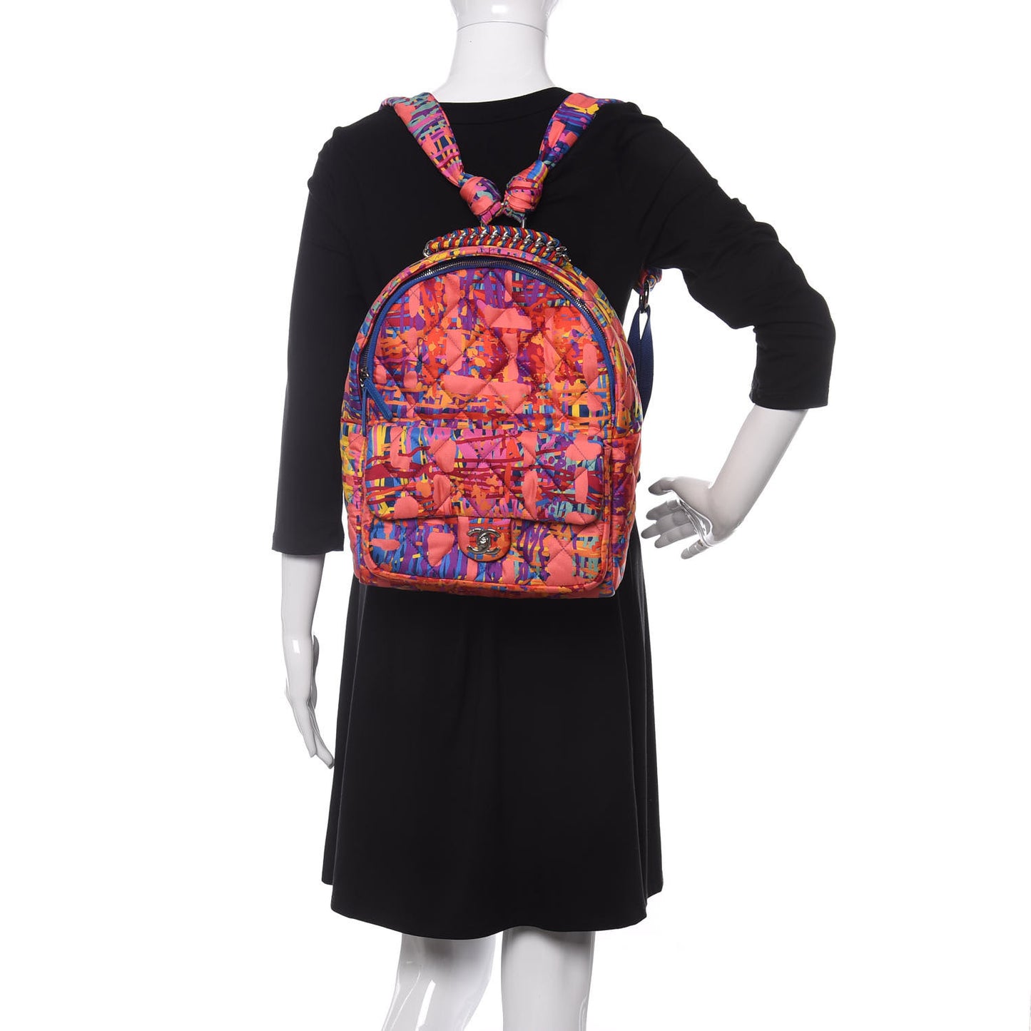 Foulard Fabric Quilted Printed Backpack Pink