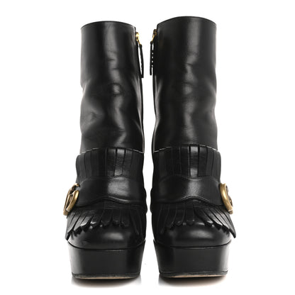 Gucci Malaga Kid GG Marmont Fringe Platform Ankle Boots 37.5 Black 3 of 11
