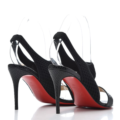 Christian Louboutin Calfskin Mesh Snakeskin Embossed Georgette 85 Sandals 37 Black 4 of 11