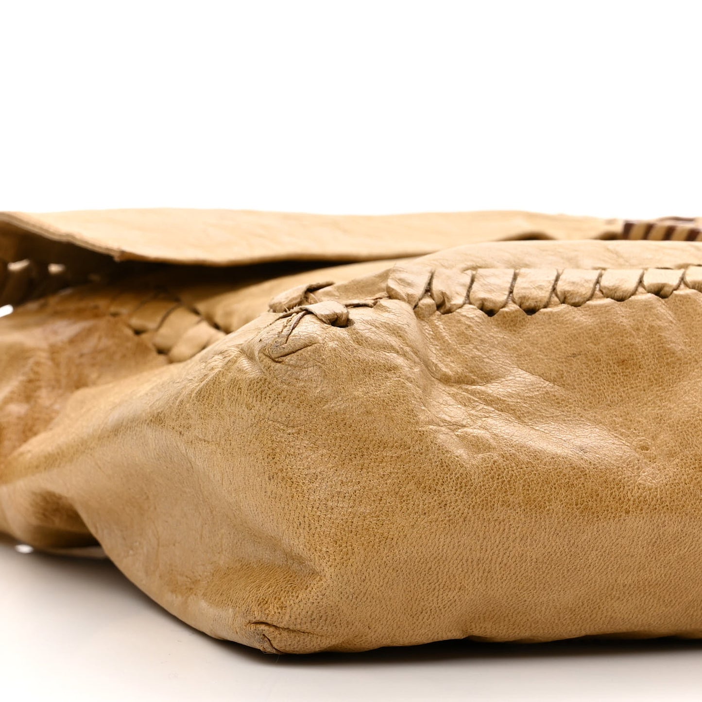 Goatskin Whipstitch Large Convertible Baguette Senape