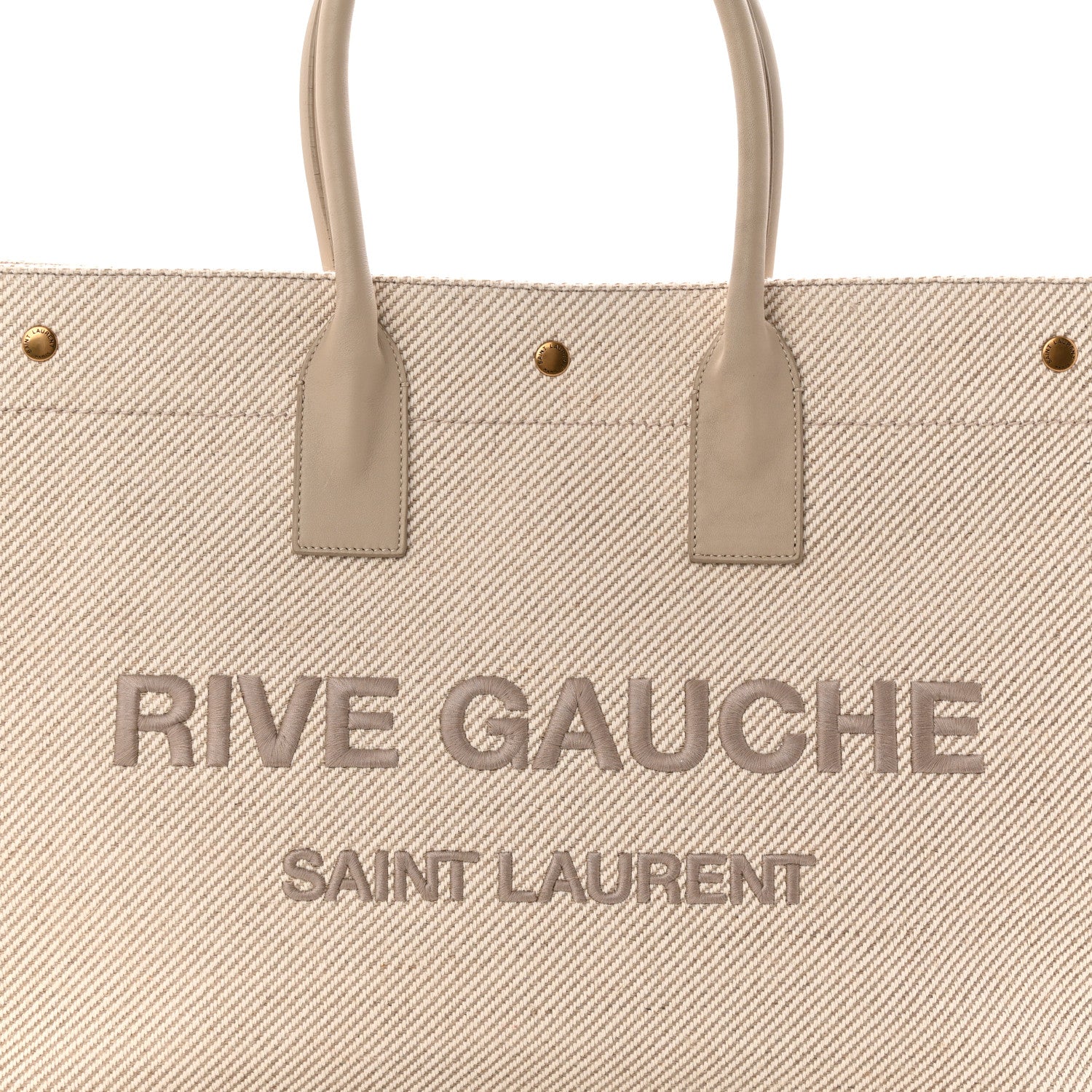 Saint Laurent Linen Calfskin Rive Gauche Tote Beige Sea Salt 8 of 10