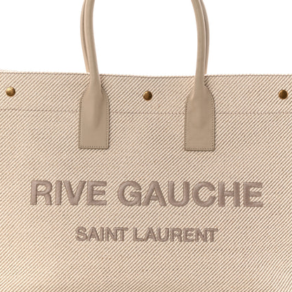 Saint Laurent Linen Calfskin Rive Gauche Tote Beige Sea Salt 8 of 10