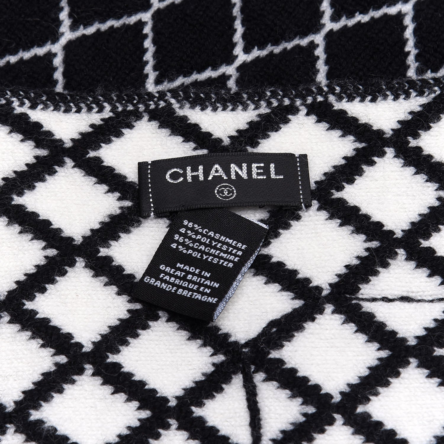 Chanel Cashmere CC Pocket Scarf Black White 4 of 4