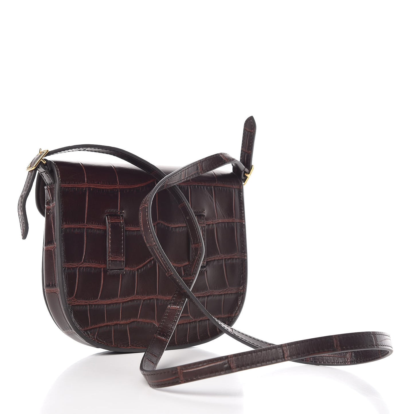 Crocodile Embossed Calfskin Mini Symmetrical Bag Brown