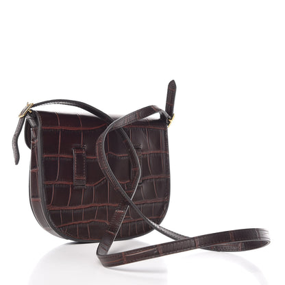 Celine Crocodile Embossed Calfskin Mini Symmetrical Bag Brown 3 of 12
