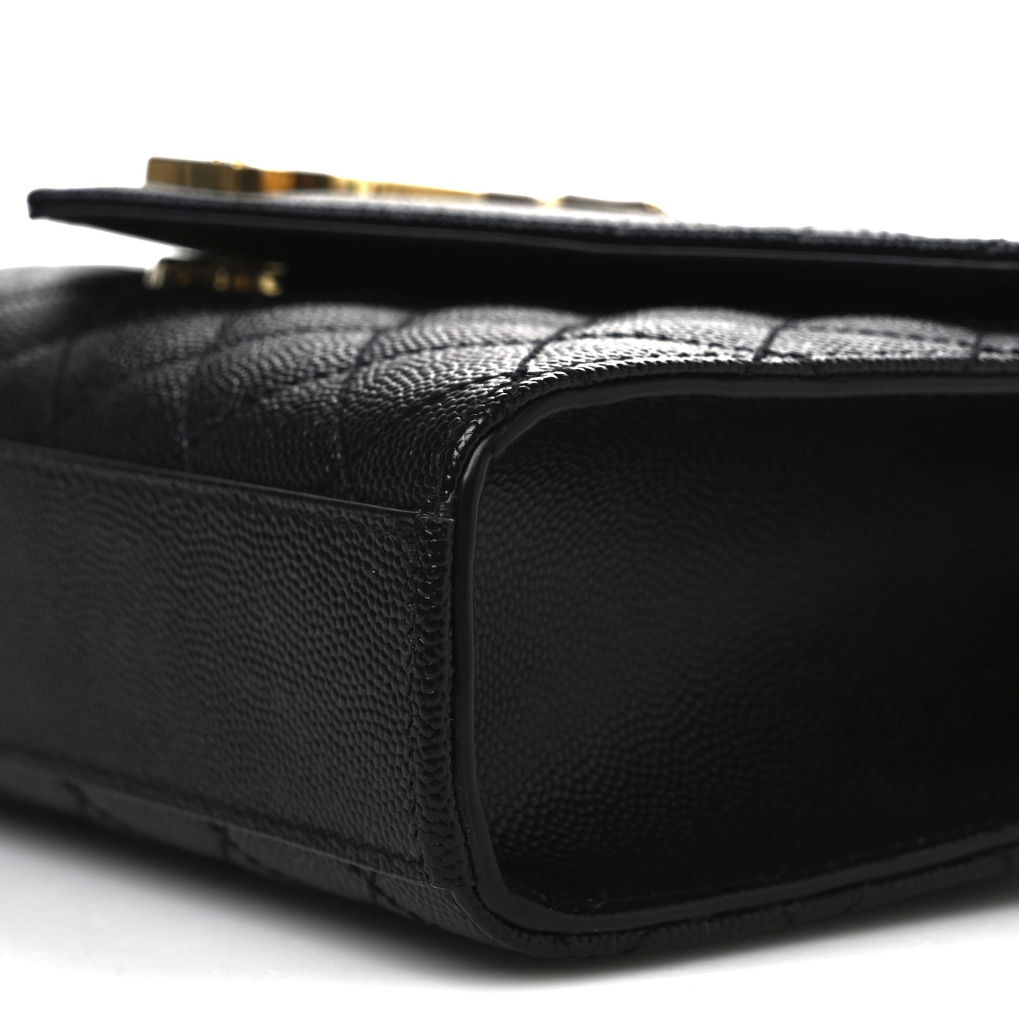 Grain De Poudre Textured Mixed Matelasse Triquilt Small Monogram Satchel Black