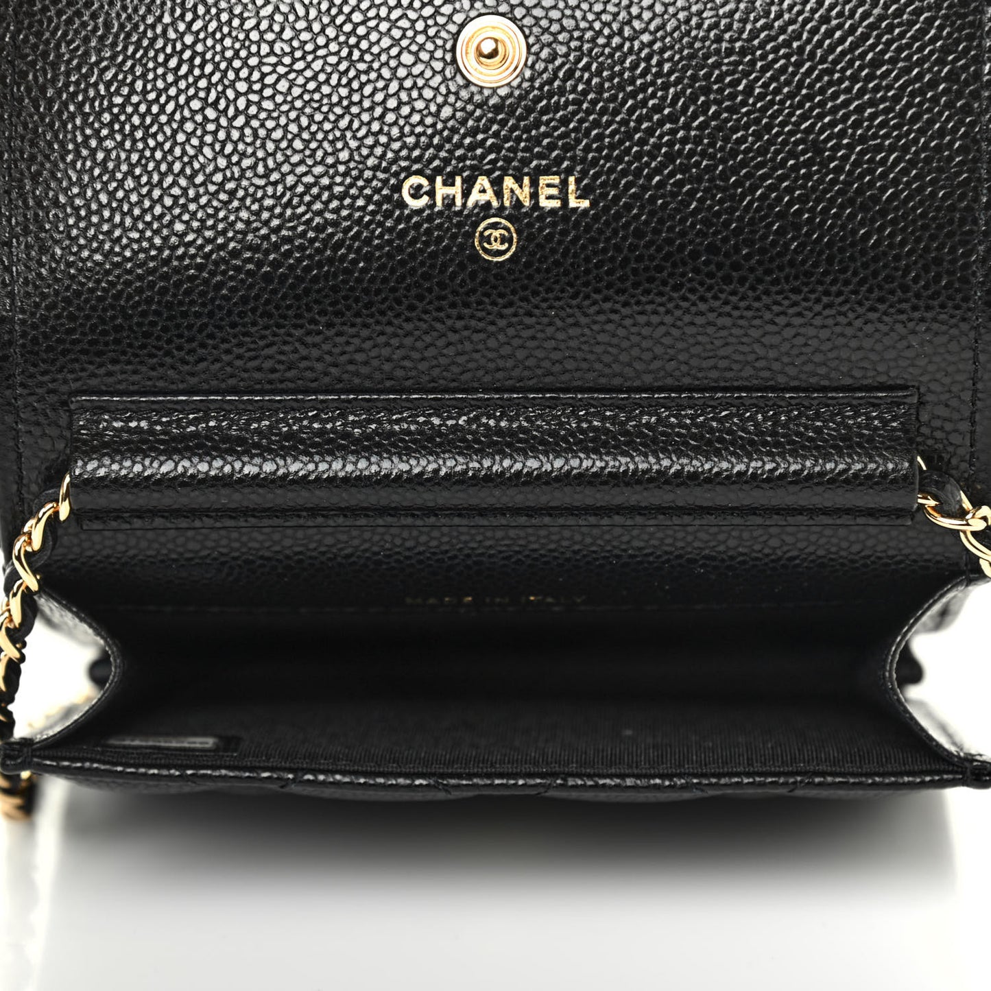 Caviar Quilted Miss Coco Clutch With Chain Black