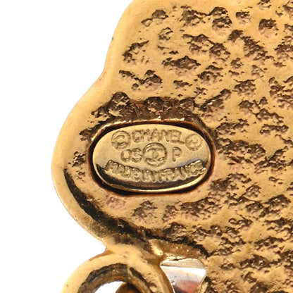 Chanel Enamel Clover CC Earrings Orange Gold 4 of 4