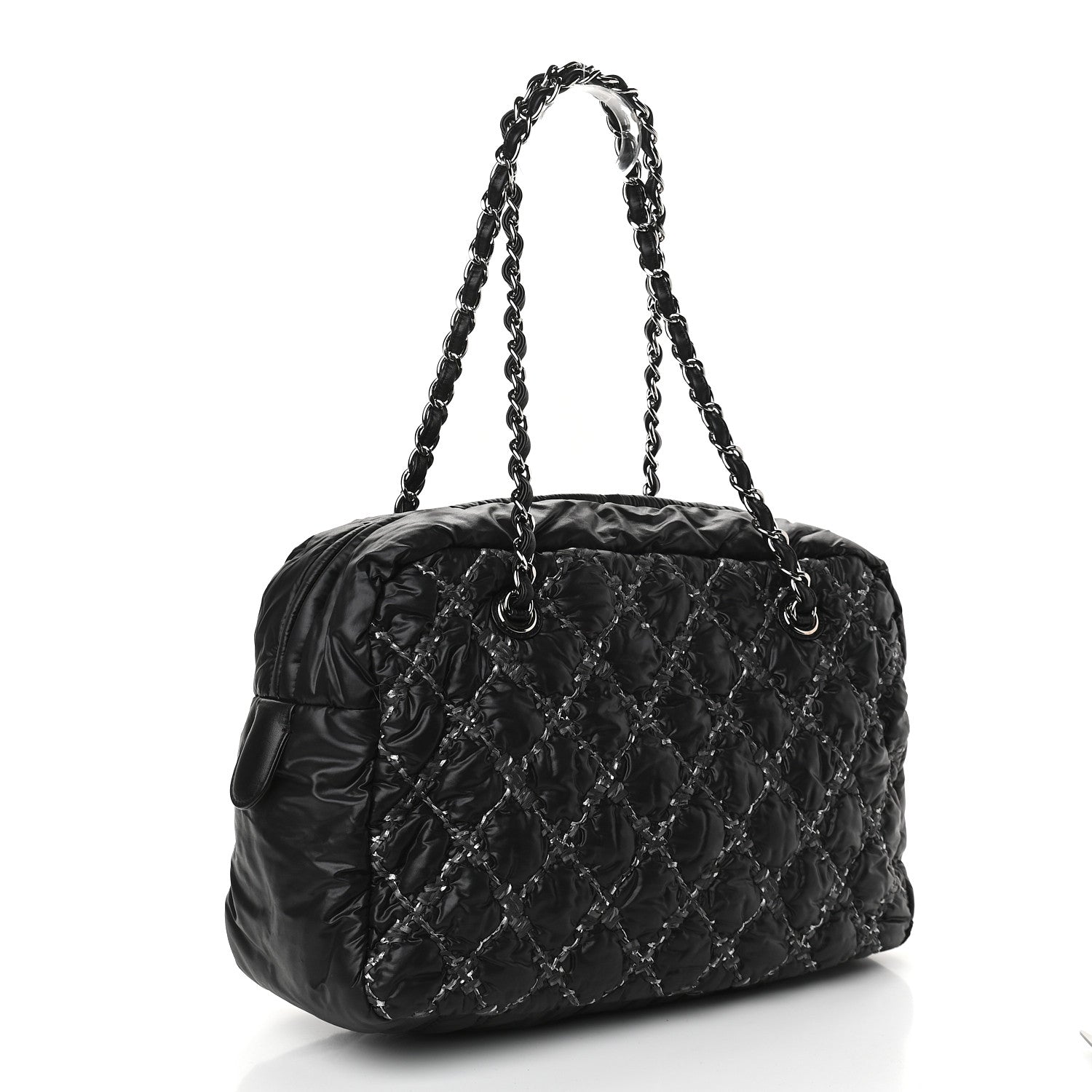 Chanel Nylon Quilted Tweed Stitch Bubble Camera Case Black 3 of 10