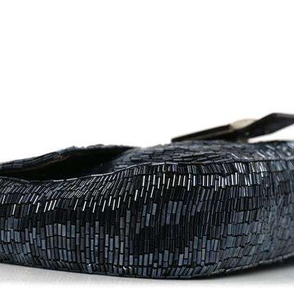 Fendi Satin Beaded Baguette Blue Brown 8 of 11