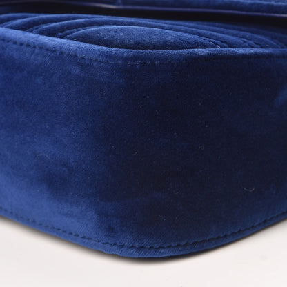 Gucci Velvet Matelasse Small GG Marmont Shoulder Bag Cobalt Blue 9 of 9