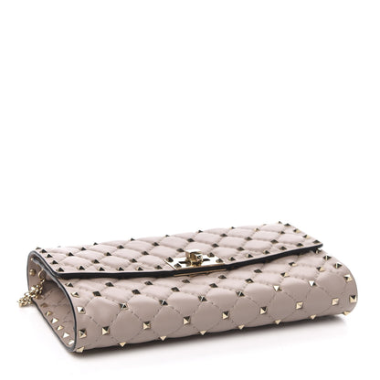 Valentino Garavani Lambskin Rockstud Spike Wallet on Chain Poudre 4 of 10