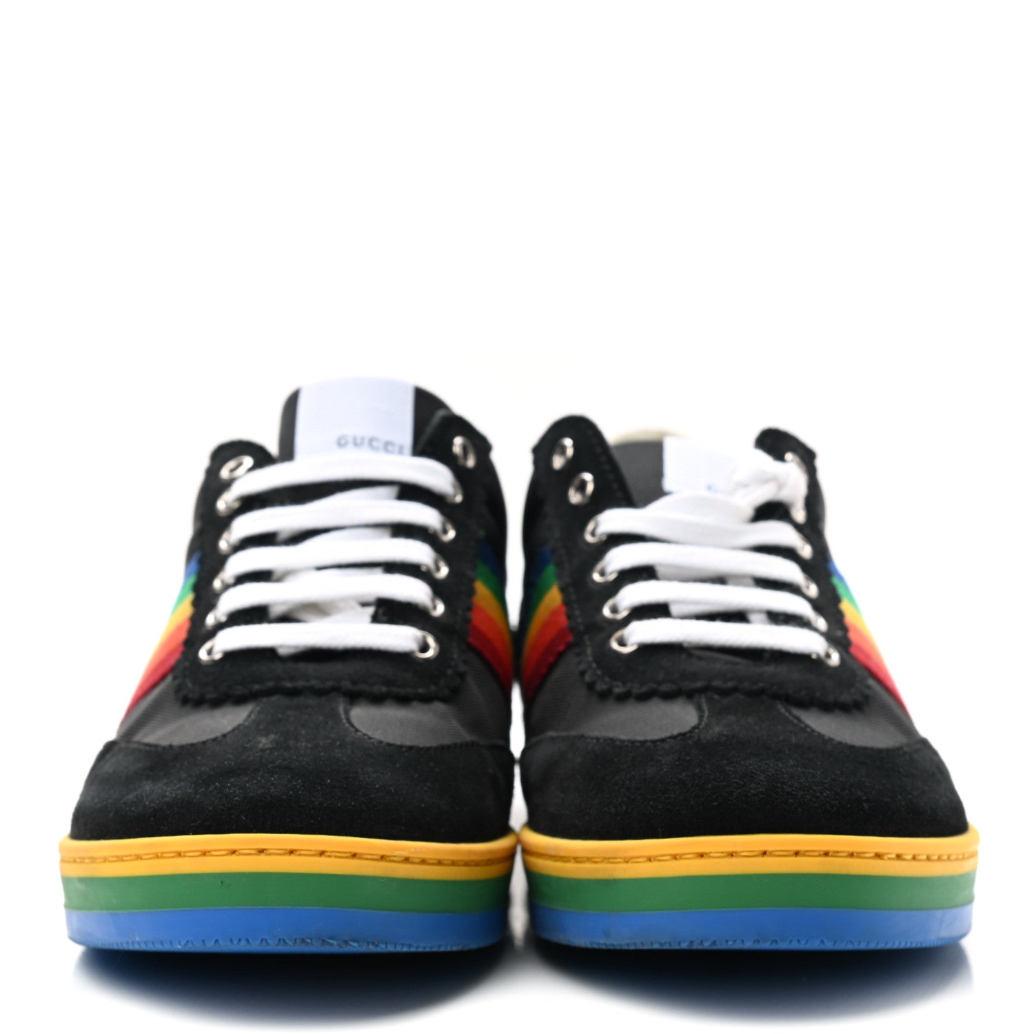 Gucci Suede Rainbow Womens G74 Sneakers 36 Black 2 of 8