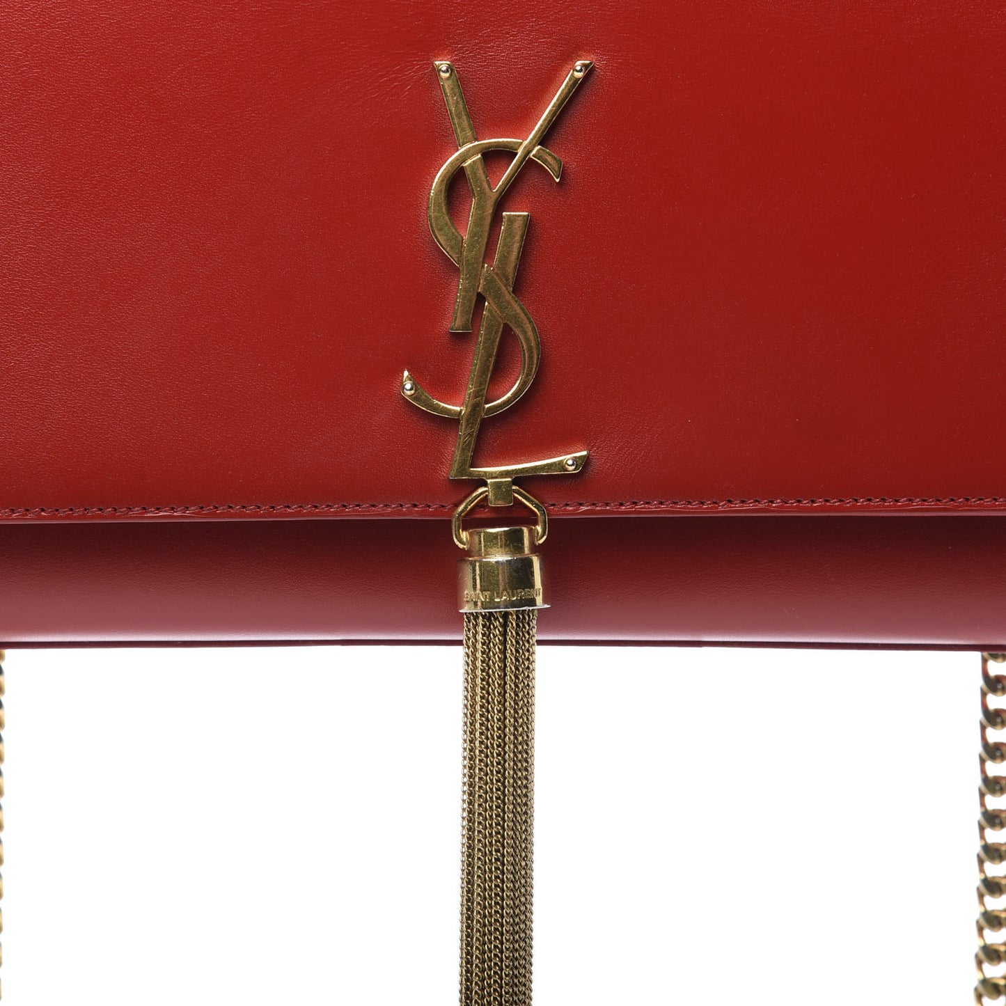 Smooth Calfskin Medium Classic Monogram Kate Tassel Satchel Lipstick Red