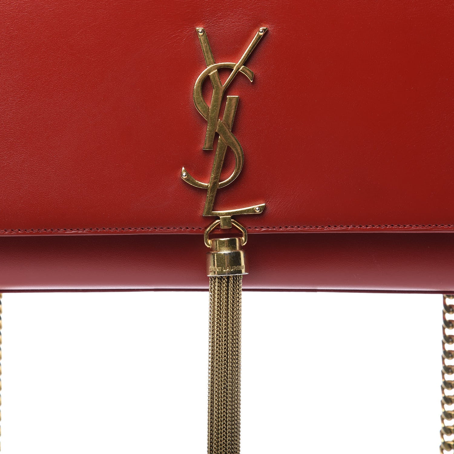 Saint Laurent Smooth Calfskin Medium Classic Monogram Kate Tassel Satchel Lipstick Red 10 of 10