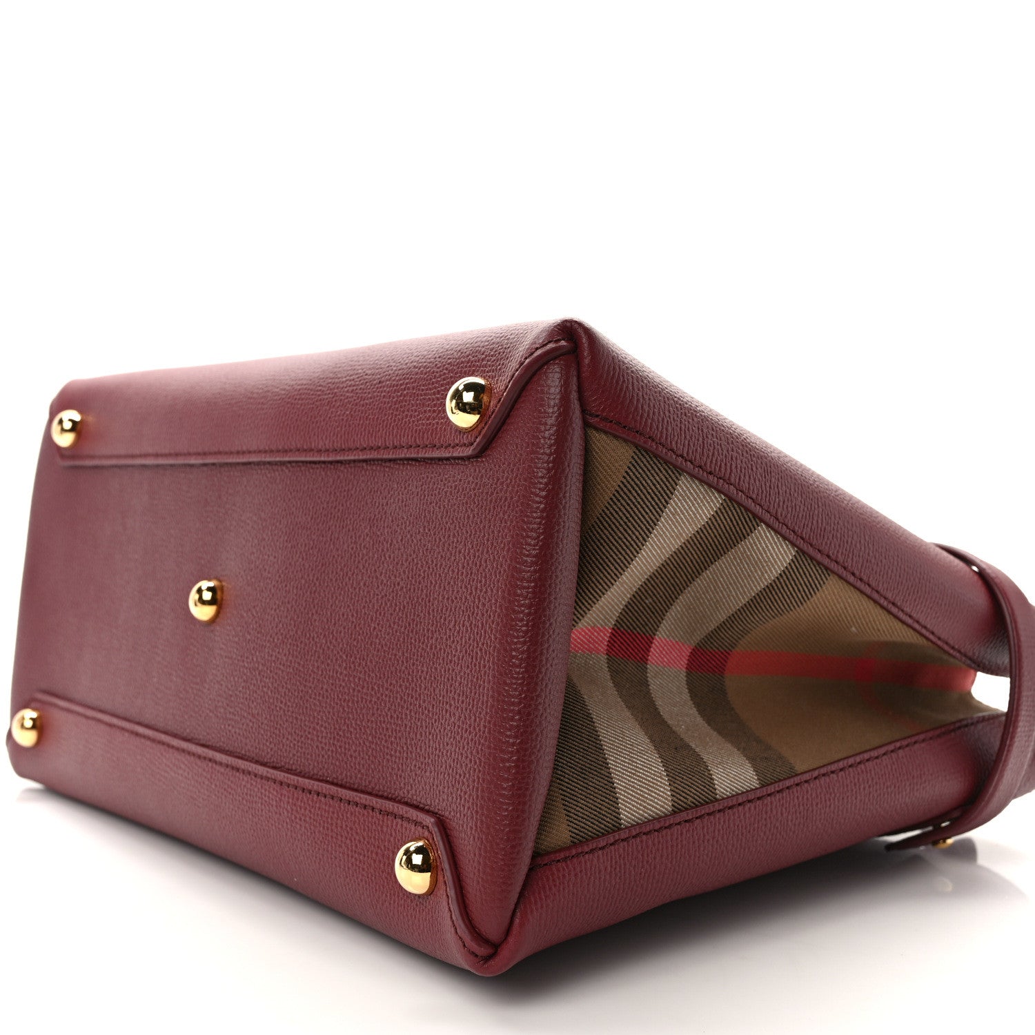 Burberry Grainy Calfskin House Check Medium Banner Tote Mahogany Red 10 of 11