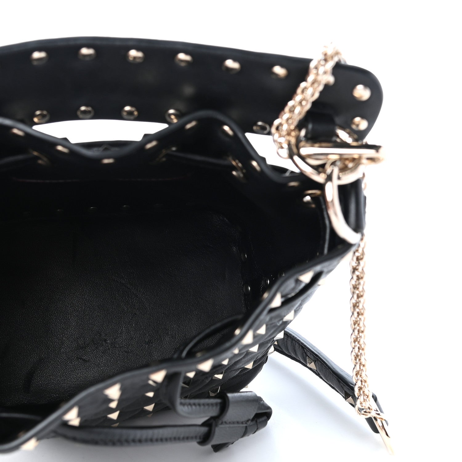 Valentino Garavani Nappa Mini Rockstud Spike Bucket Bag Black 5 of 8