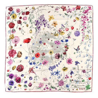 Christian Dior Silk Florilegio 90 Square Scarf Red 1 of 3