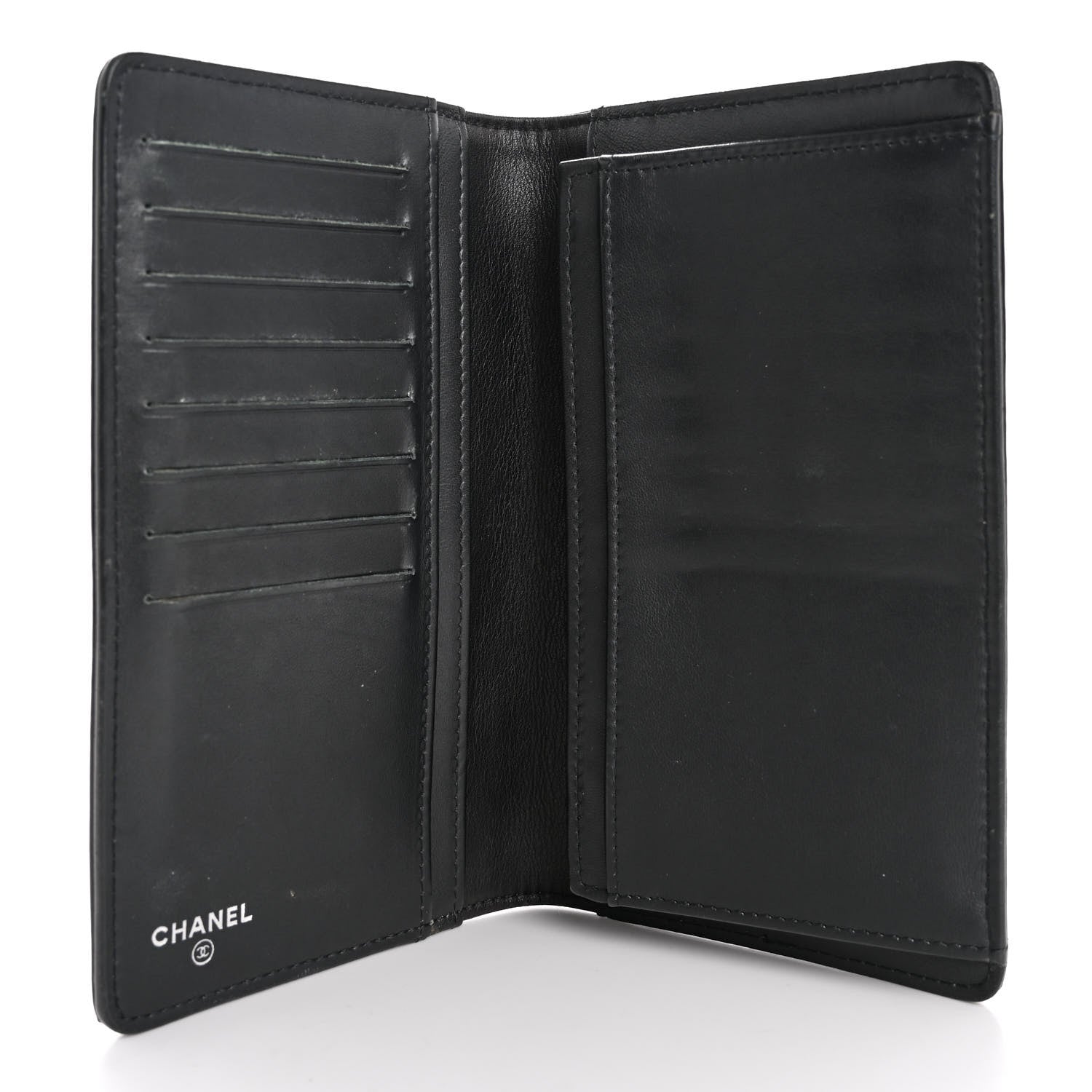 Chanel Patent Camellia Embossed Yen Wallet Black 5 of 13