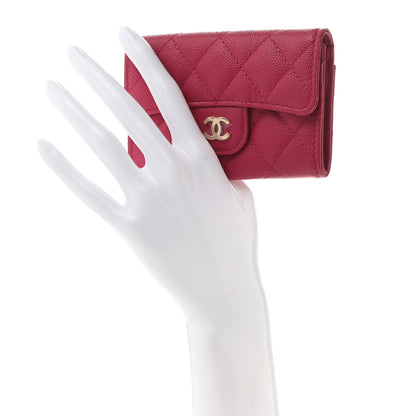 Chanel Caviar Quilted Flap Card Holder Wallet Dark Pink 2 of 9