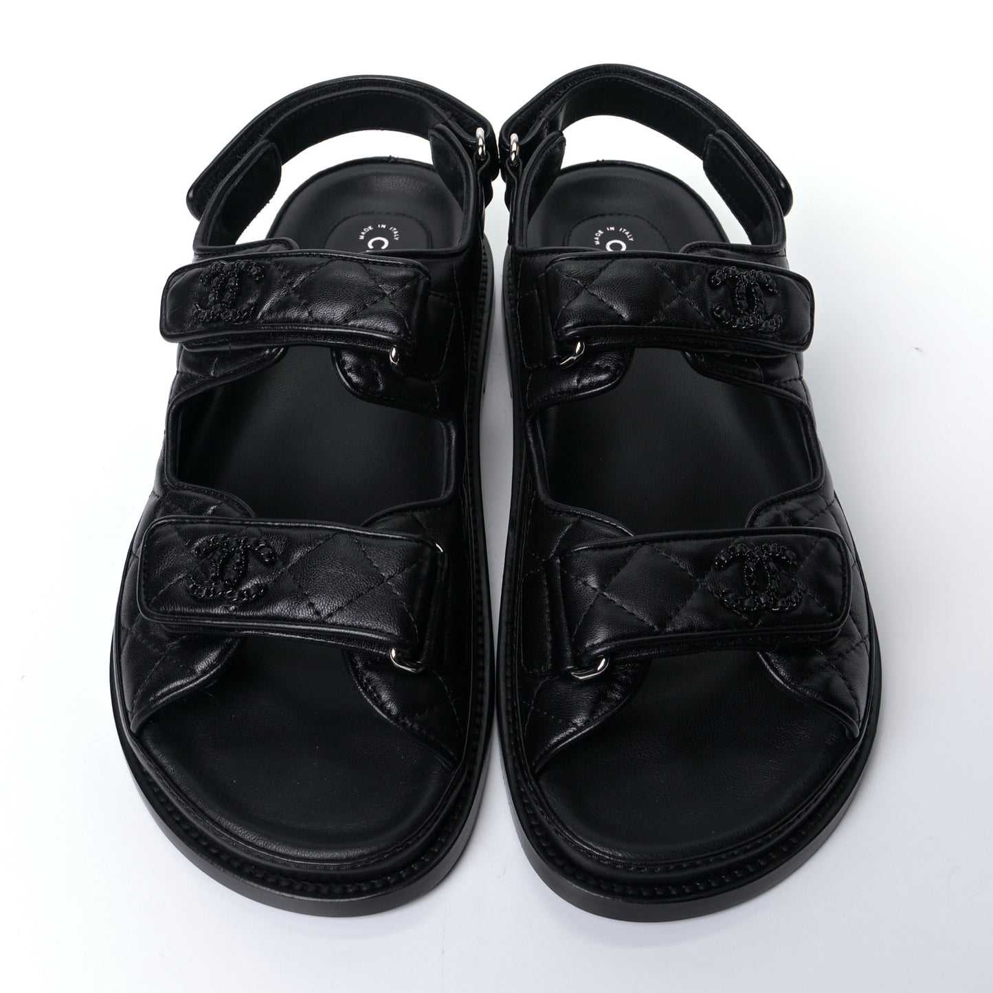 Lambskin Velcro Dad Sandals 38 Black