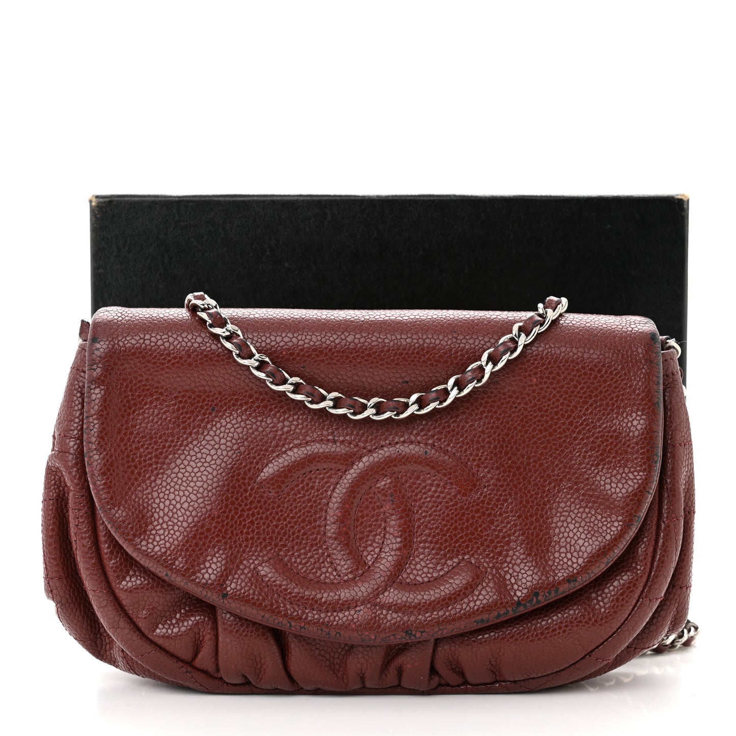 Caviar Half Moon Wallet On Chain WOC Dark Red