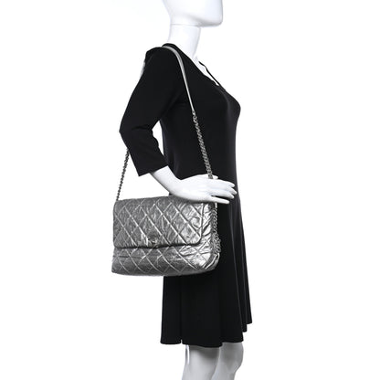 Chanel Crackled Aged Calfskin Big Bang Flap Silver 2 of 9
