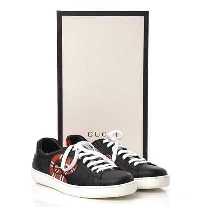 Gucci Calfskin Kingsnake Mens Ace Sneakers 8 Black Multicolor 9 of 9
