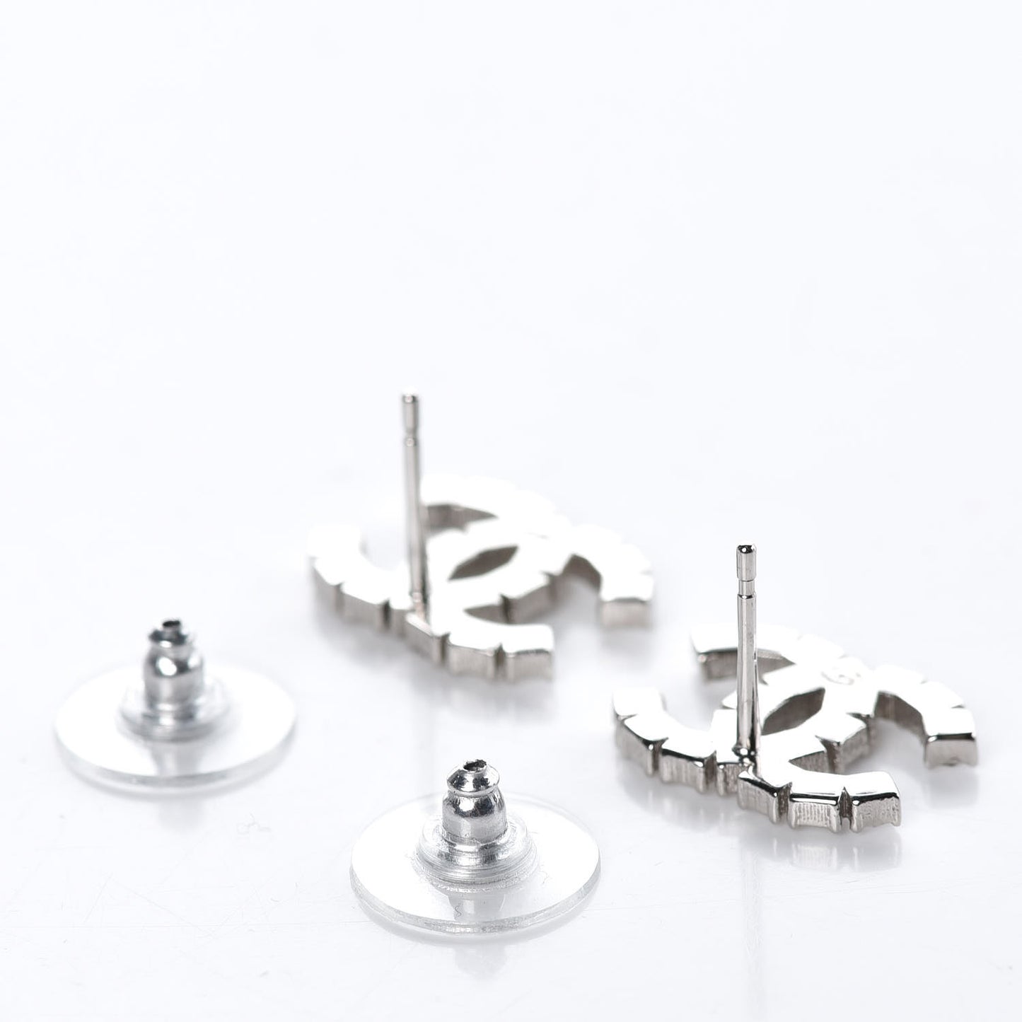 Baguette Crystal CC Earrings Silver