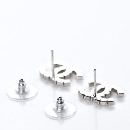 Chanel Baguette Crystal CC Earrings Silver 3 of 5