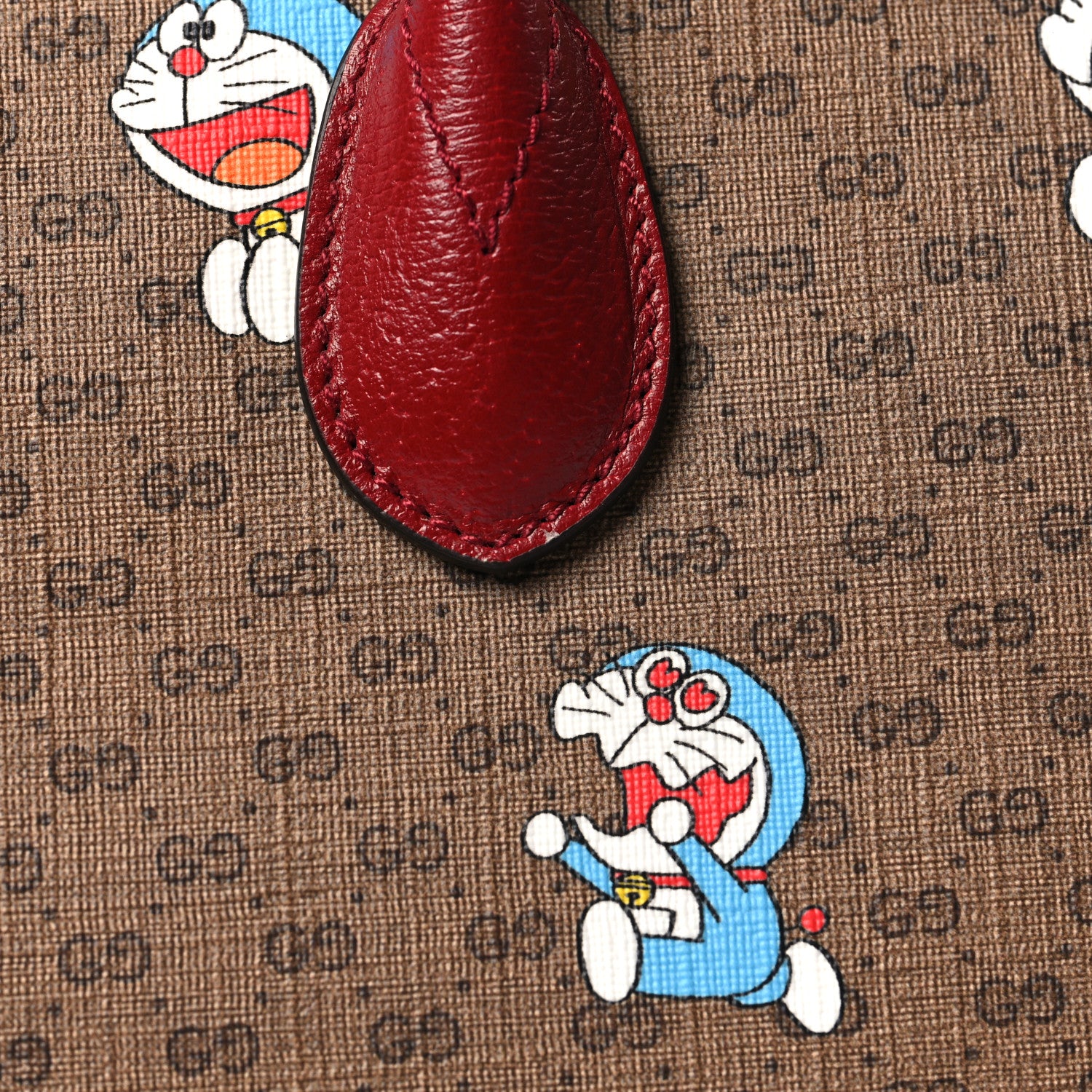 Gucci X DORAEMON Mini Vintage GG Supreme Monogram Large Tote Bag Beige Cherry Red 13 of 14