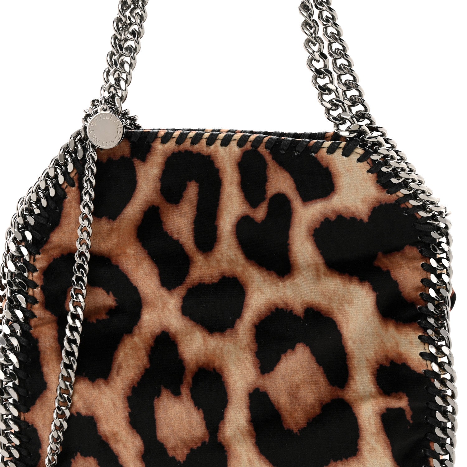 Stella McCartney Linen Leopard Print Small Falabella Tote Brown 7 of 9