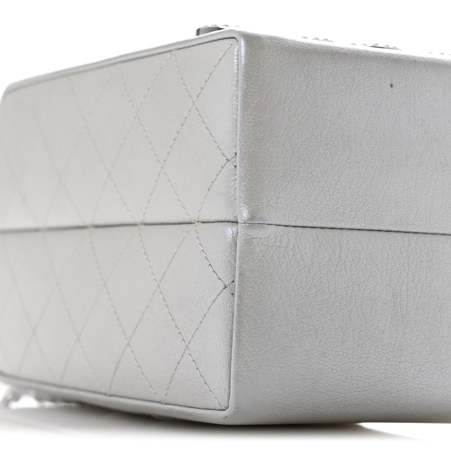 Metallic Goatskin Lait de Coco Milk Carton Bag Silver