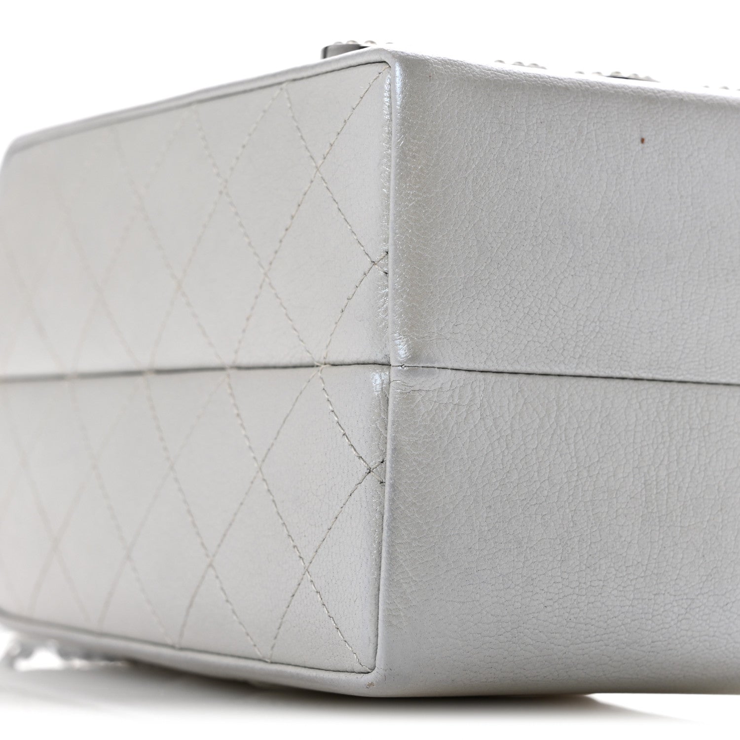 Chanel Metallic Goatskin Lait de Coco Milk Carton Bag Silver 9 of 14