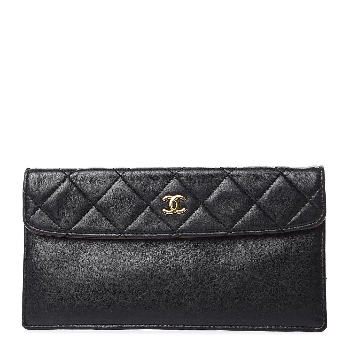 Lambskin Quilted Long Wallet Black