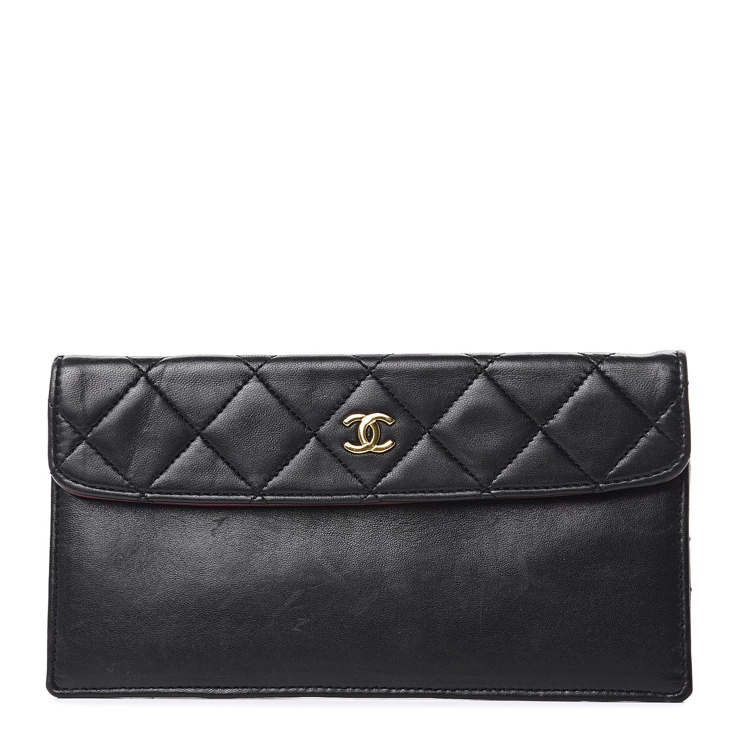 Chanel Lambskin Quilted Long Wallet Black 1 of 9