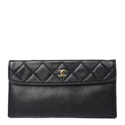 Chanel Lambskin Quilted Long Wallet Black 1 of 9