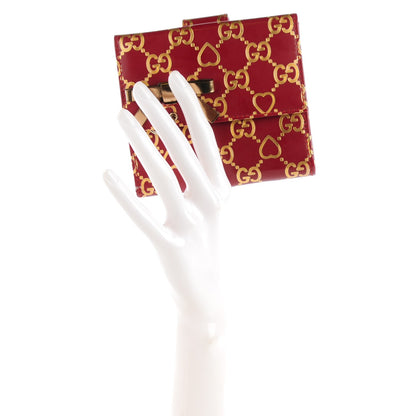 Gucci Patent GG Valentine GG Pierce French Flap Wallet Red Gold 2 of 7