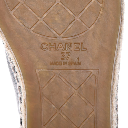Chanel Grained Calfskin CC Espadrilles 37 Navy Black 7 of 10
