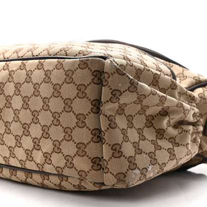 Gucci Monogram Natural Pigskin Large Diaper Bag Beige Ebony Cocoa Dark Chocolate 10 of 13