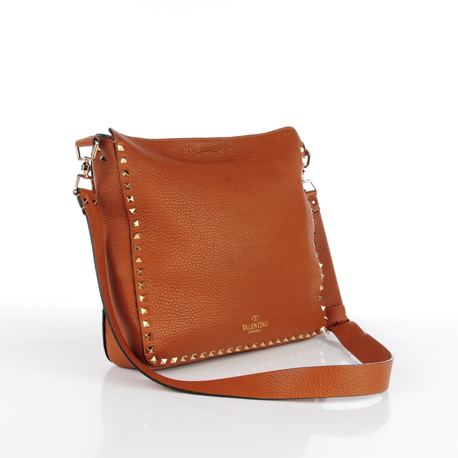 Valentino Garavani Pebbled Calfskin Large Rockstud Flip-Lock Messenger Bag Light Cuir 3 of 10