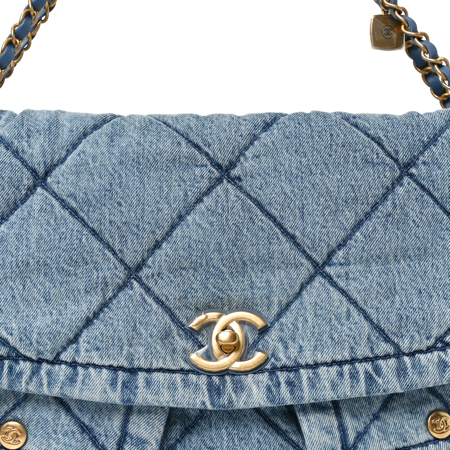 Chanel Washed Denim Quilted Maxi Flap Bag Blue 8 of 11